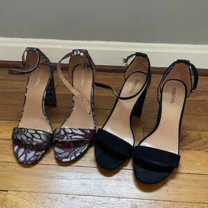Merona Maroon/silver and Black Velour Heels Sz 8